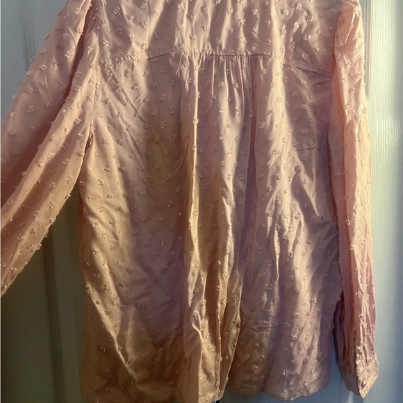 Ann Taylor Blush Pink Swiss Dot Tie Neck Blouse NWT Medium - Picture 6 of 7
